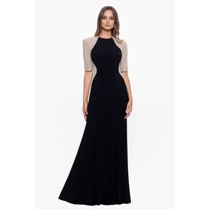 Xscape 10 Caviar Estelle Beaded Mesh Jersey Sheath Gown Formal Party‎ Wedding